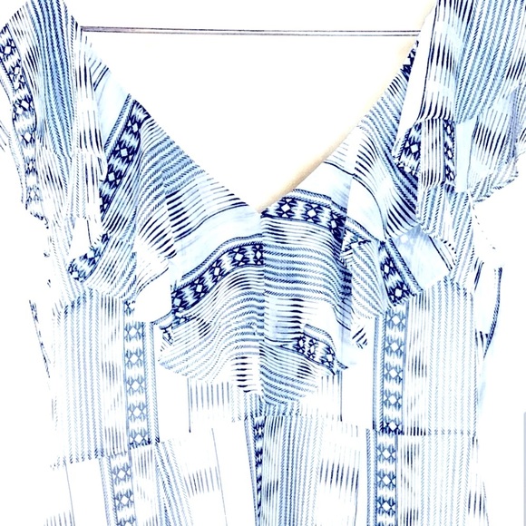 WAYF Chelsea Ruffle Chiffon
High/low Dress in White and Black - Picture 5 of 10